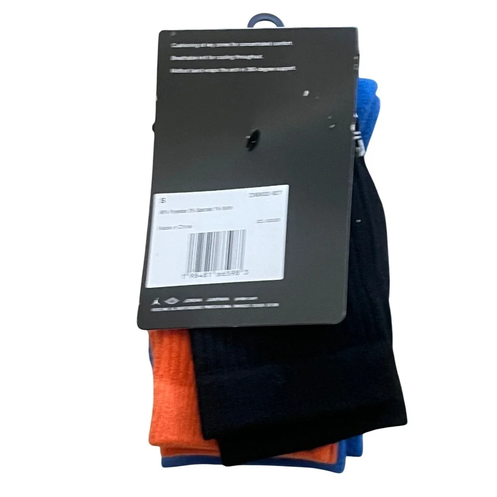 Jordan Crew Socks Mens S Blue Orange Black Excellent Dri-FIT 3-Pack